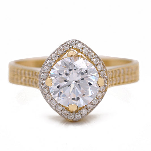 Rain Drop Center Stone Ring with Cubic Zirconias