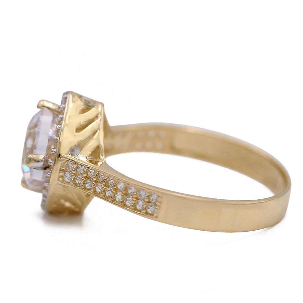 Rain Drop Center Stone Ring with Cubic Zirconias