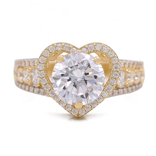 Fashion Heart Center Stone Ring with Cubic Zirconias