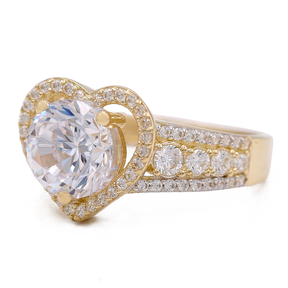 Fashion Heart Center Stone Ring with Cubic Zirconias