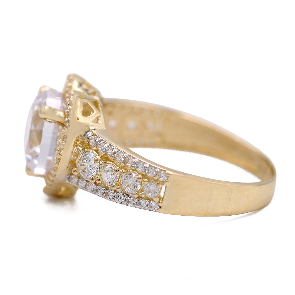 Fashion Heart Center Stone Ring with Cubic Zirconias