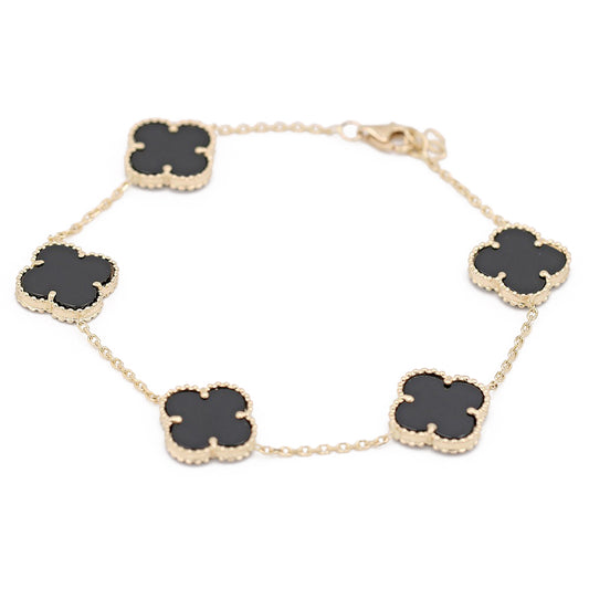 Flower Black Color Stone Bracelet