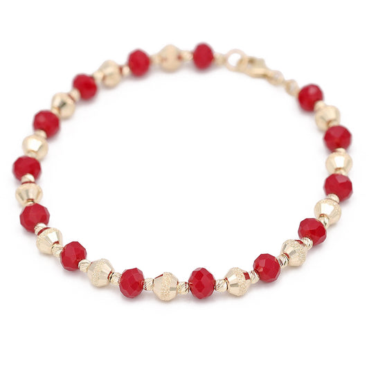 Red Color Stone Beads Bracelet