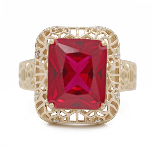 Fashion Ring with Red Center Stone