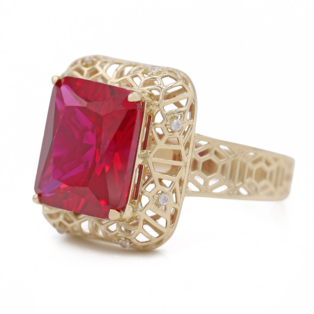 Fashion Ring with Red Center Stone