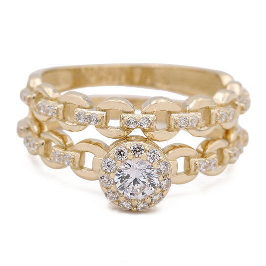 Bridal Ring with Center Solitaire Cubic Zirconia