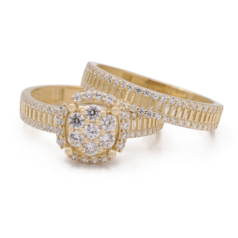 Bridal Ring with Center Cluster Cubic Zirconia
