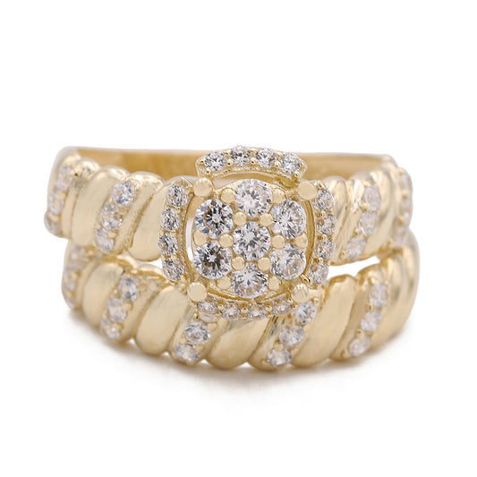 Bridal Ring with Center Cluster Cubic Zirconia