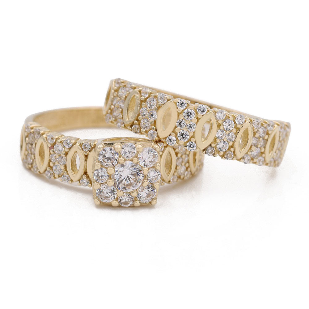 Bridal Ring with Center Cluster Cubic Zirconia