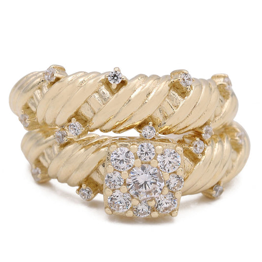 Bridal Ring with Center Cluster Cubic Zirconia