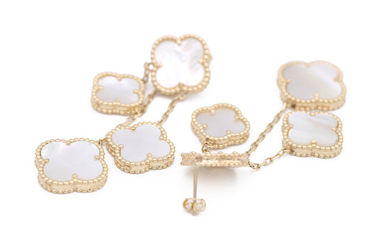 Flowers Pendant Earrings with Mother of Pearl
