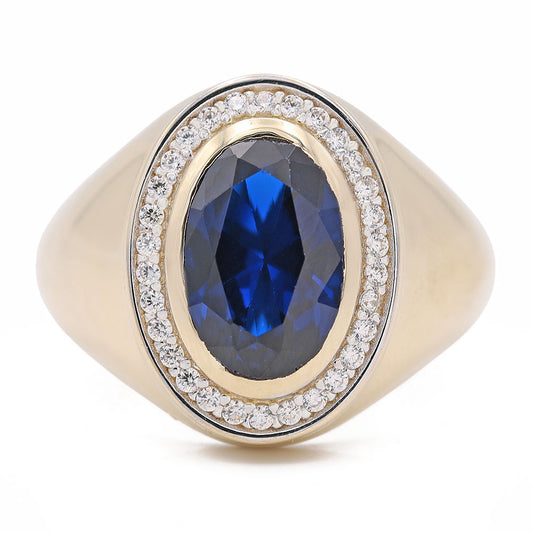 Fashion Ring with Blue Oval Center Stone