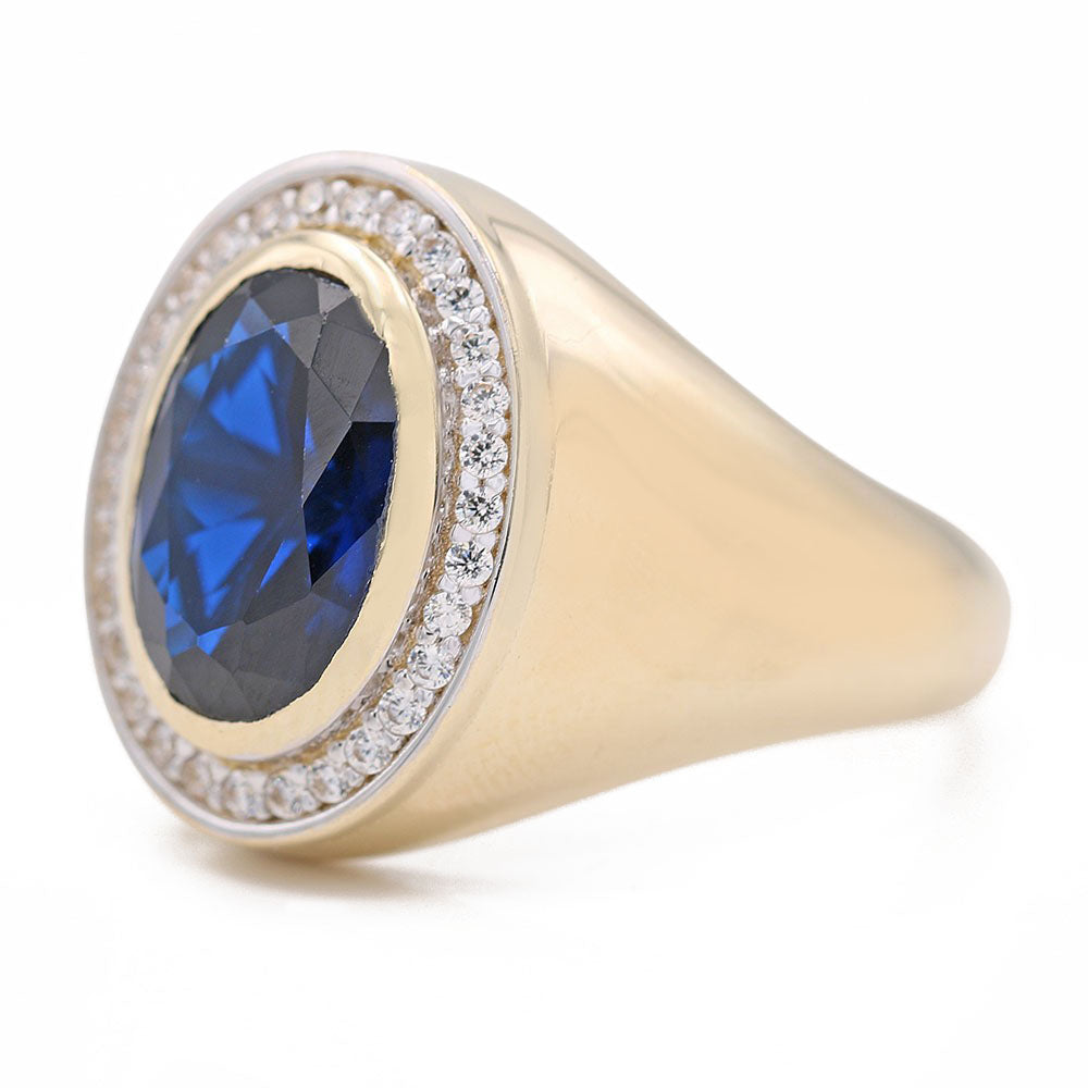 Fashion Ring with Blue Oval Center Stone