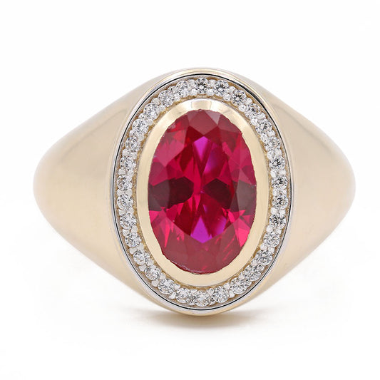 Fashion Ring with Red Oval Center Stone