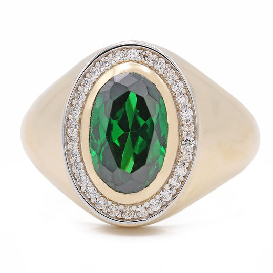 Fashion Ring with Green Center Stone