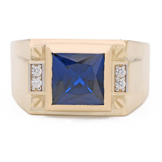Fashion Ring with Blue Center Square Stone