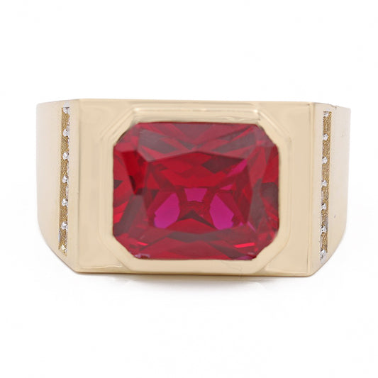 Fashion Ring with Red Center Stone