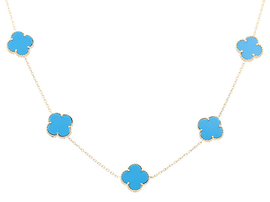 Flowers Blue Color Stone Necklace