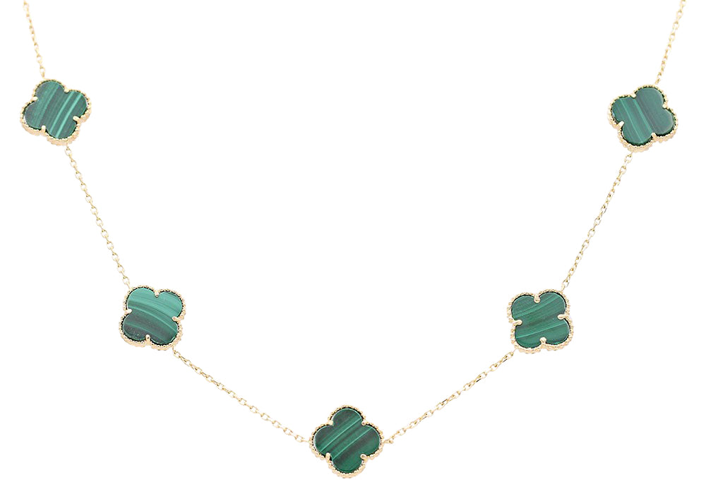 Flowers Green Color Stone Necklace