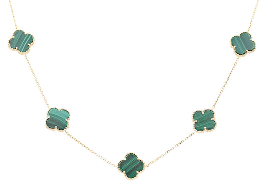 Flowers Green Color Stone Necklace