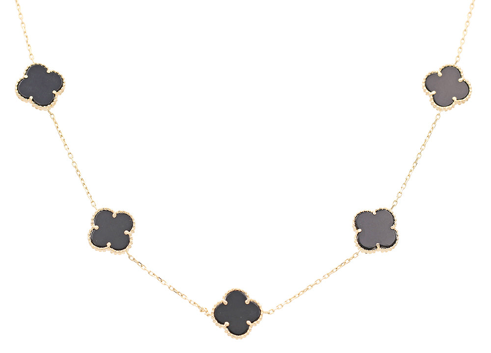 Flowers Black Color Stone Necklace