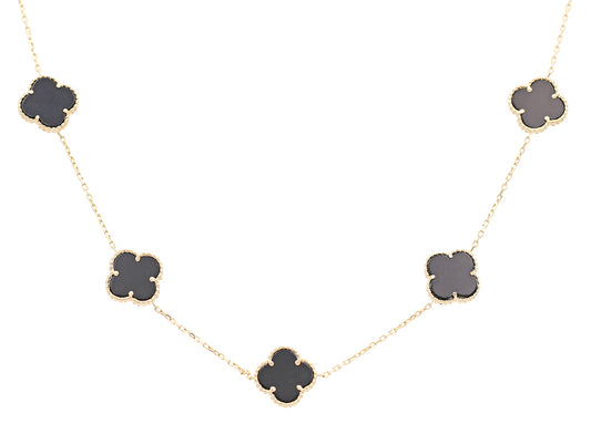 Flowers Black Color Stone Necklace