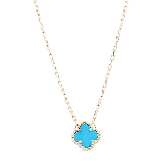 Flower Blue Color Stone Necklace