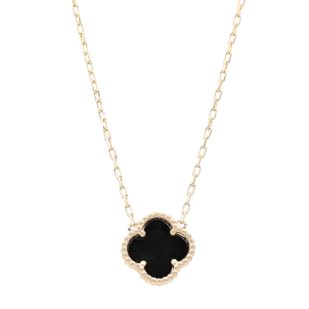 Flower Black Color Stone Necklace