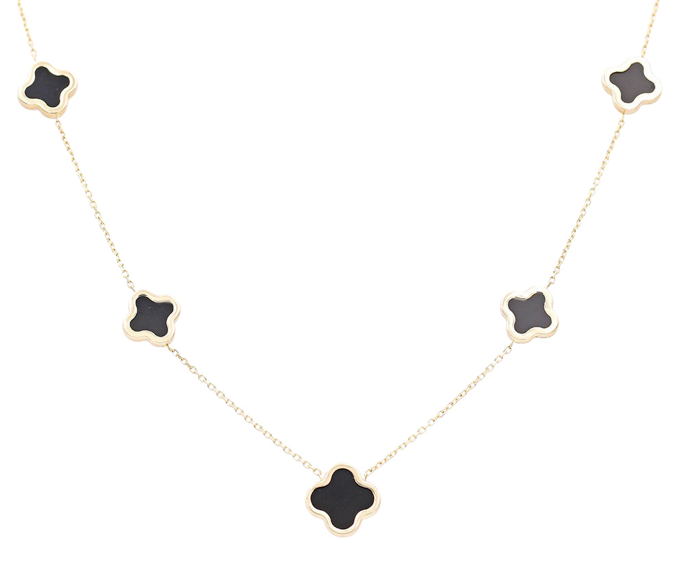 Flowers Black Color Stone Necklace