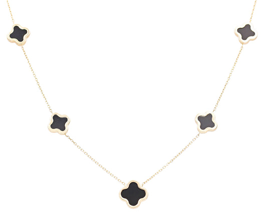 Flowers Black Color Stone Necklace