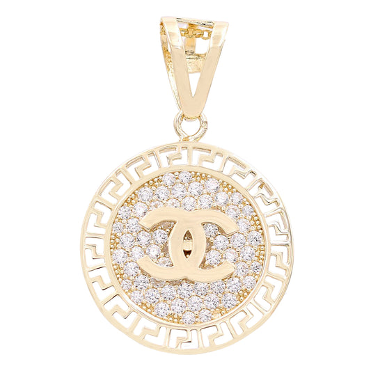 Fashion Logo Pendant with Cubic Zirconias