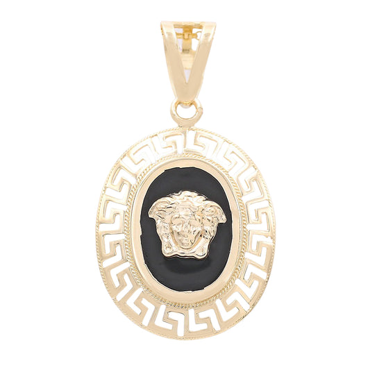 Medusa Head Pendant with Black Stone