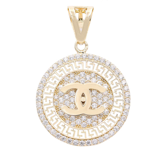 Fashion Logo Pendant with Cubic Zirconias