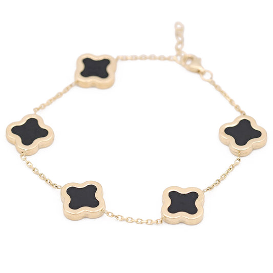 Flower Black Color Stone Bracelet