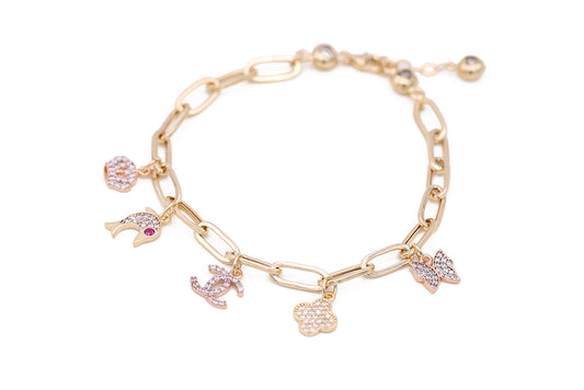 Fashion Beads Bracelet with Cubic Zirconias
