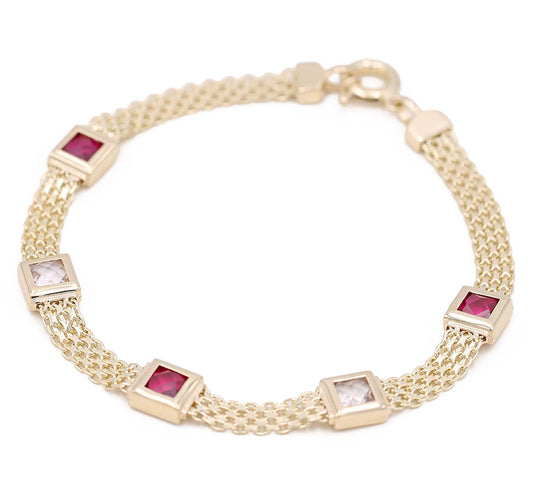 Fashion Mesh Bracelet with Color Stones