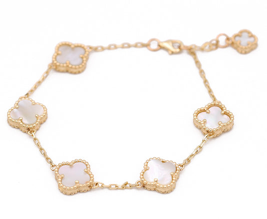 Flower White Mother of Pearl Color Stone Bracelet