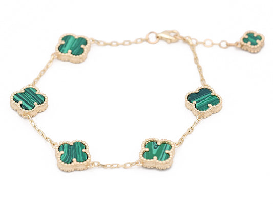 Fashion Flower Green Color Stone Bracelet