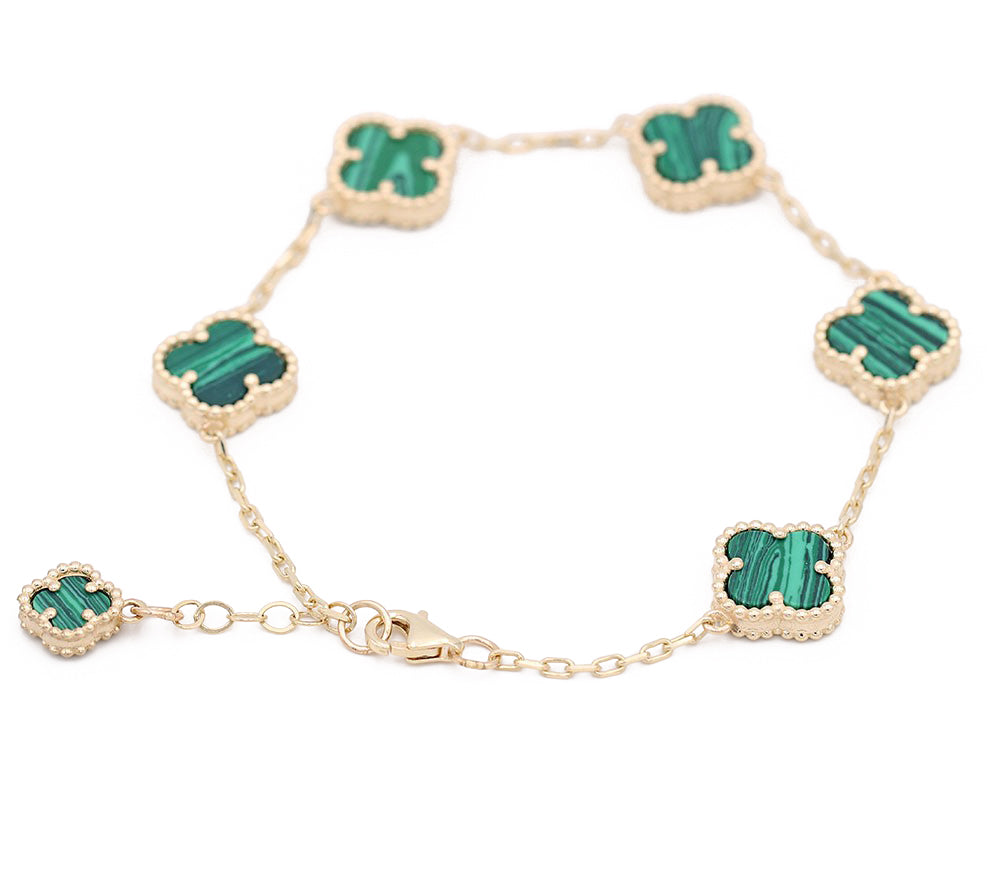 Fashion Flower Green Color Stone Bracelet