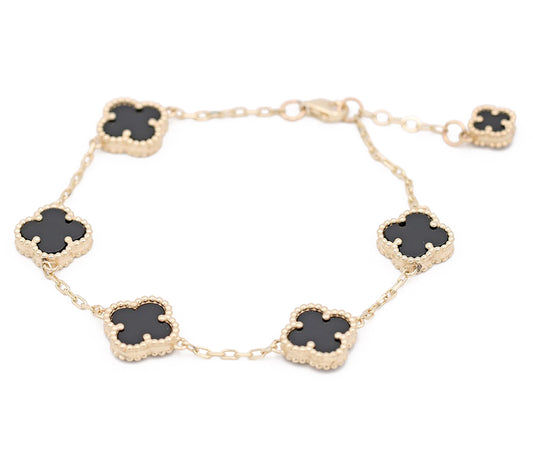 Flower Black Color Stone Bracelet