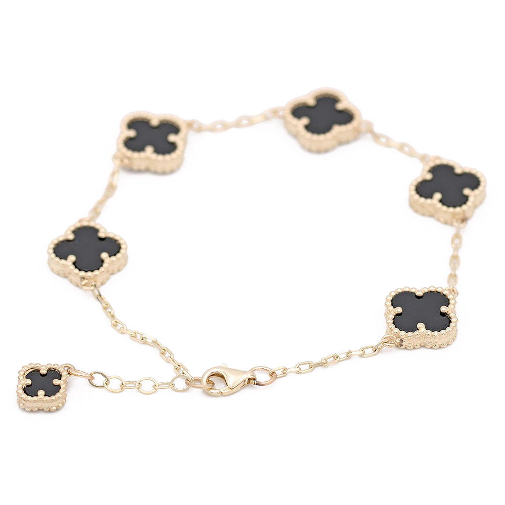 Flower Black Color Stone Bracelet