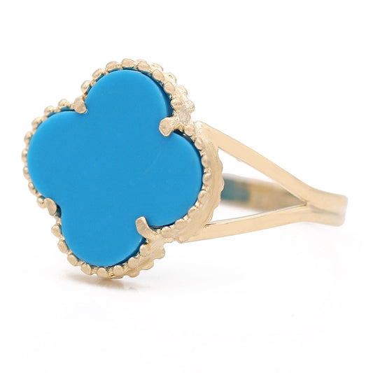 Flower Ring with Blue Color Stone Insert