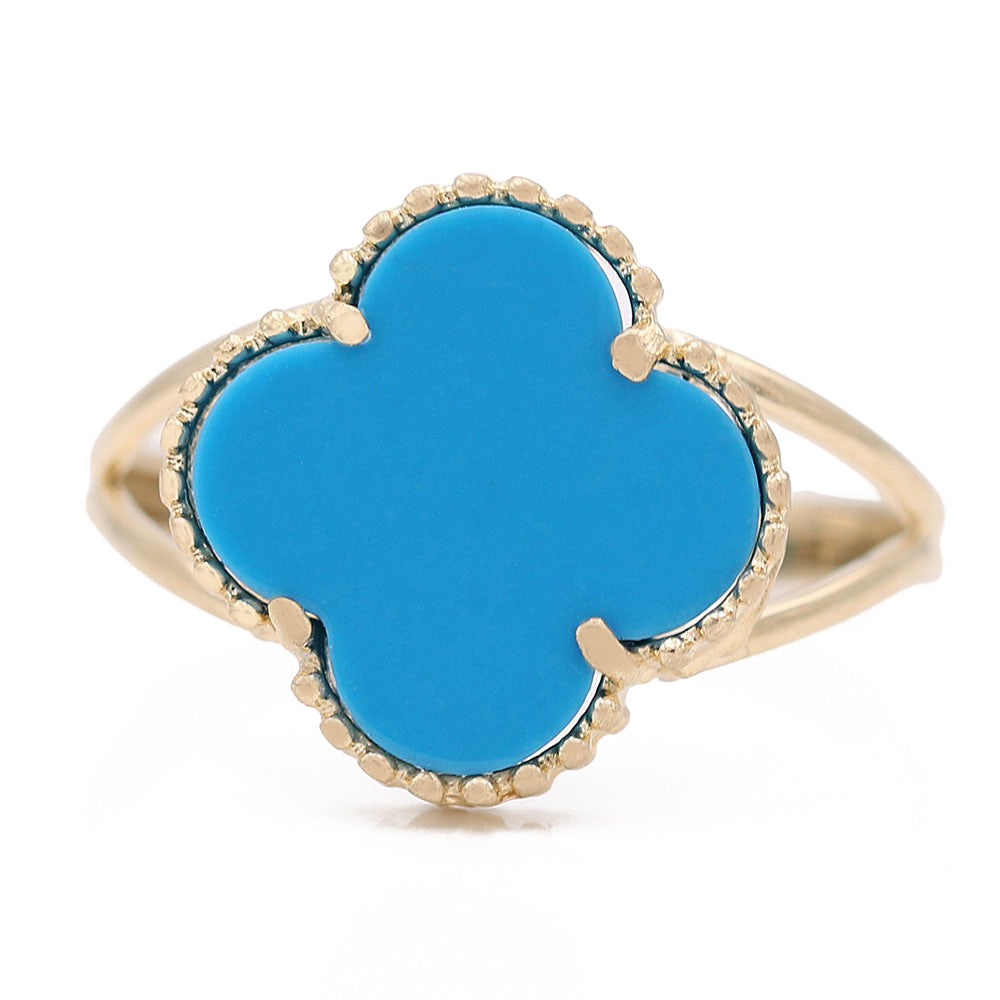 Flower Ring with Blue Color Stone Insert