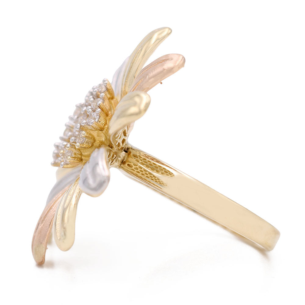 Fashion Flower Ring with Cubic Zirconias