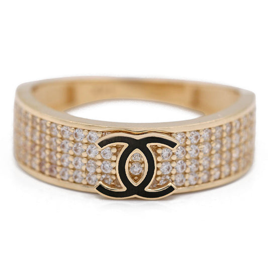 Fashion Logo Ring with Cubic Zirconias