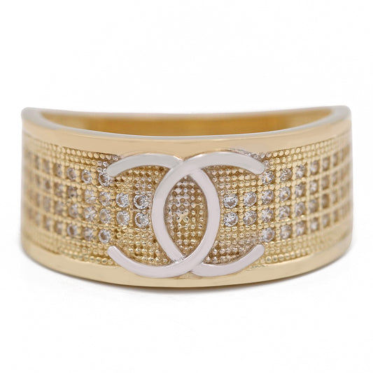 Fashion Logo Design Ring with Cubic Zirconias