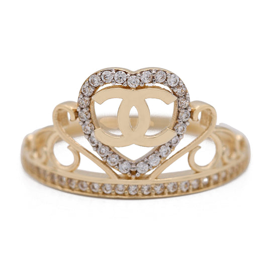 Fashion Logo Design Ring with Cubic Zirconias
