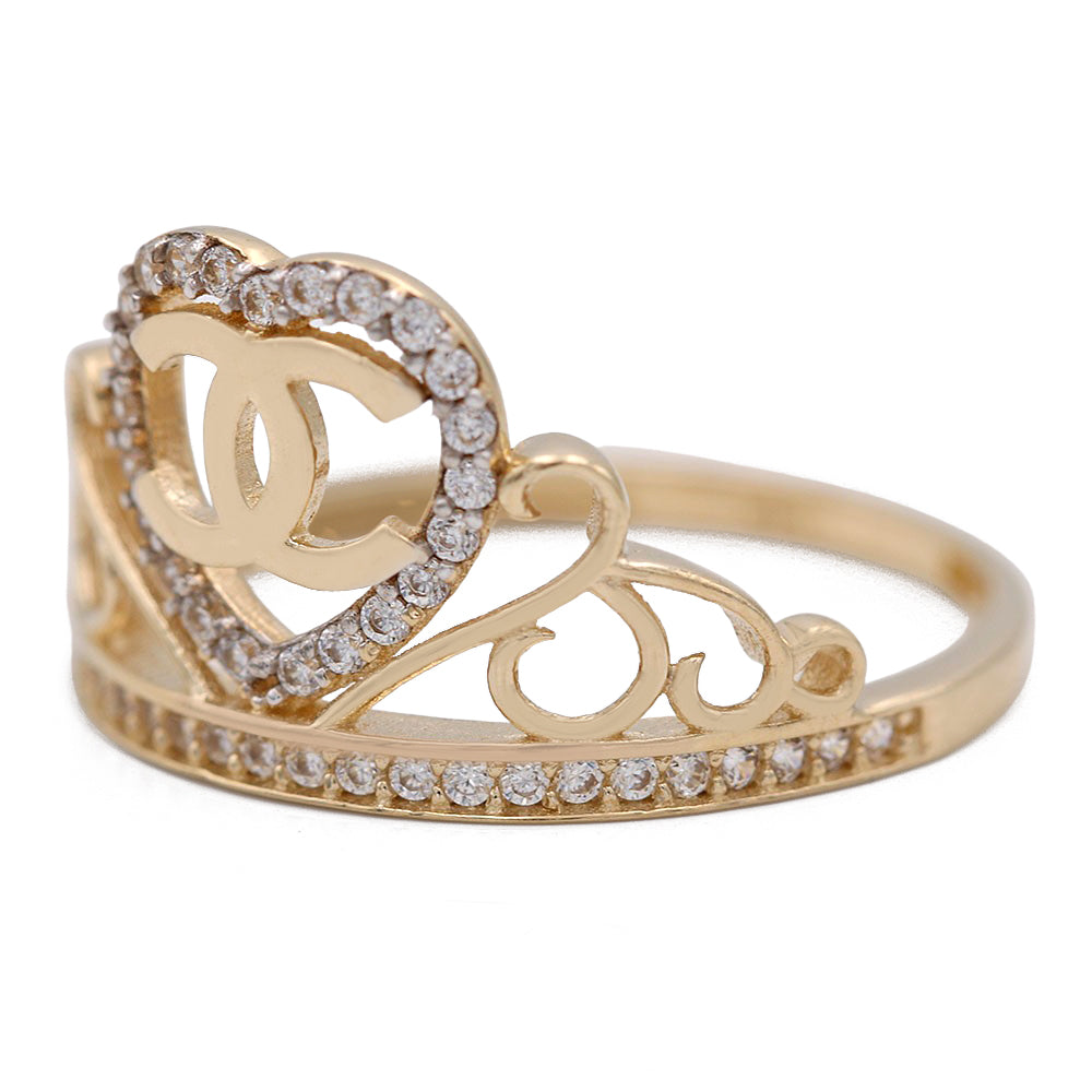 Fashion Logo Design Ring with Cubic Zirconias