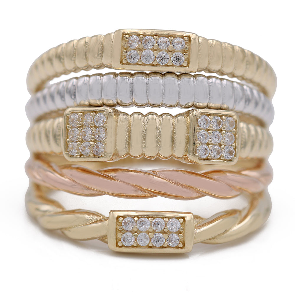 Fashion Stacked Ring with Cubic Zirconia