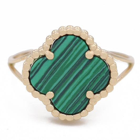 Flower Ring with Green Color Stone